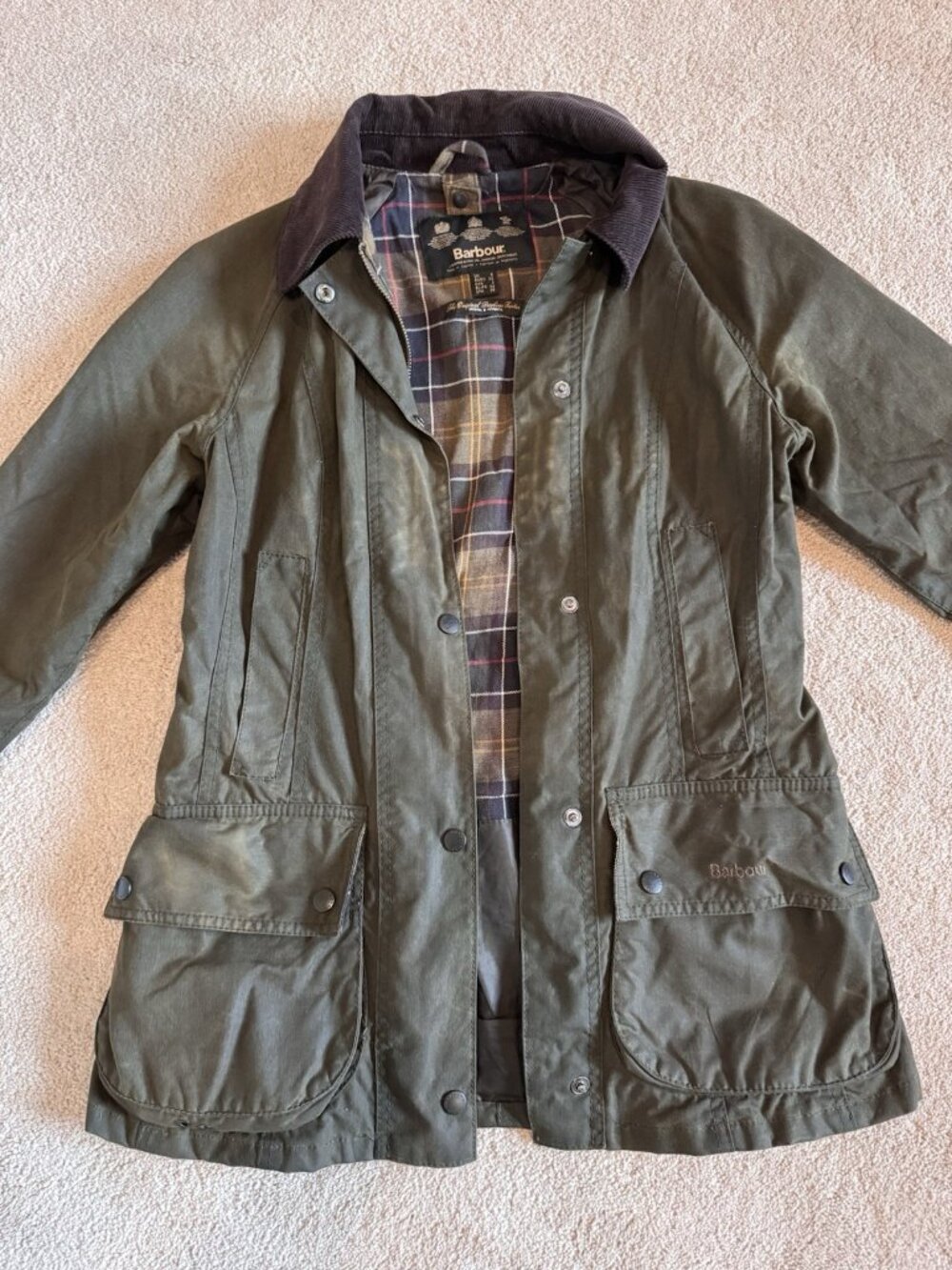 Barbour Womens Wax Jacket Oliver Green US2 UK6 Classic Beadnell Field Country - Picture 4 of 13